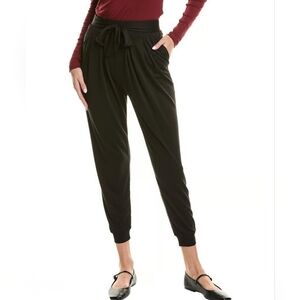 Area Stars Rayon Pleat Jogger Pants with Tie Belt & Pockets, Black,  Women's Med